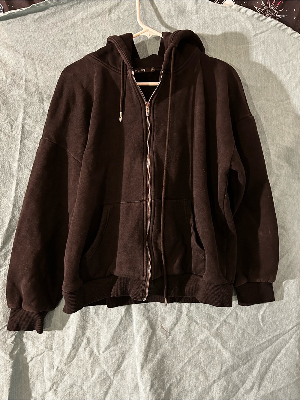 EFAN Black Oversized Zip Up Hoodie Fleece Lined M